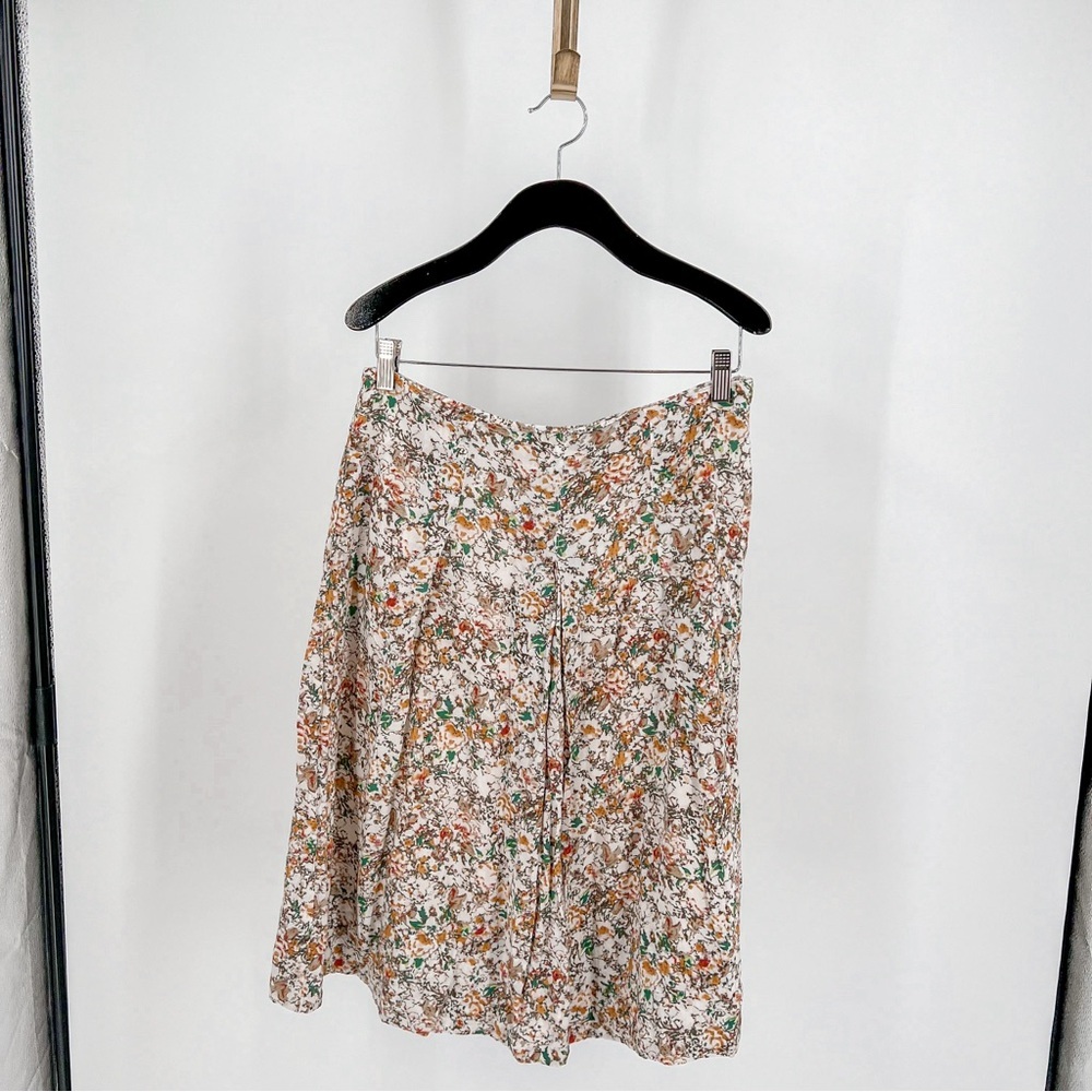 Elegant White and Brown A-Line Skirt